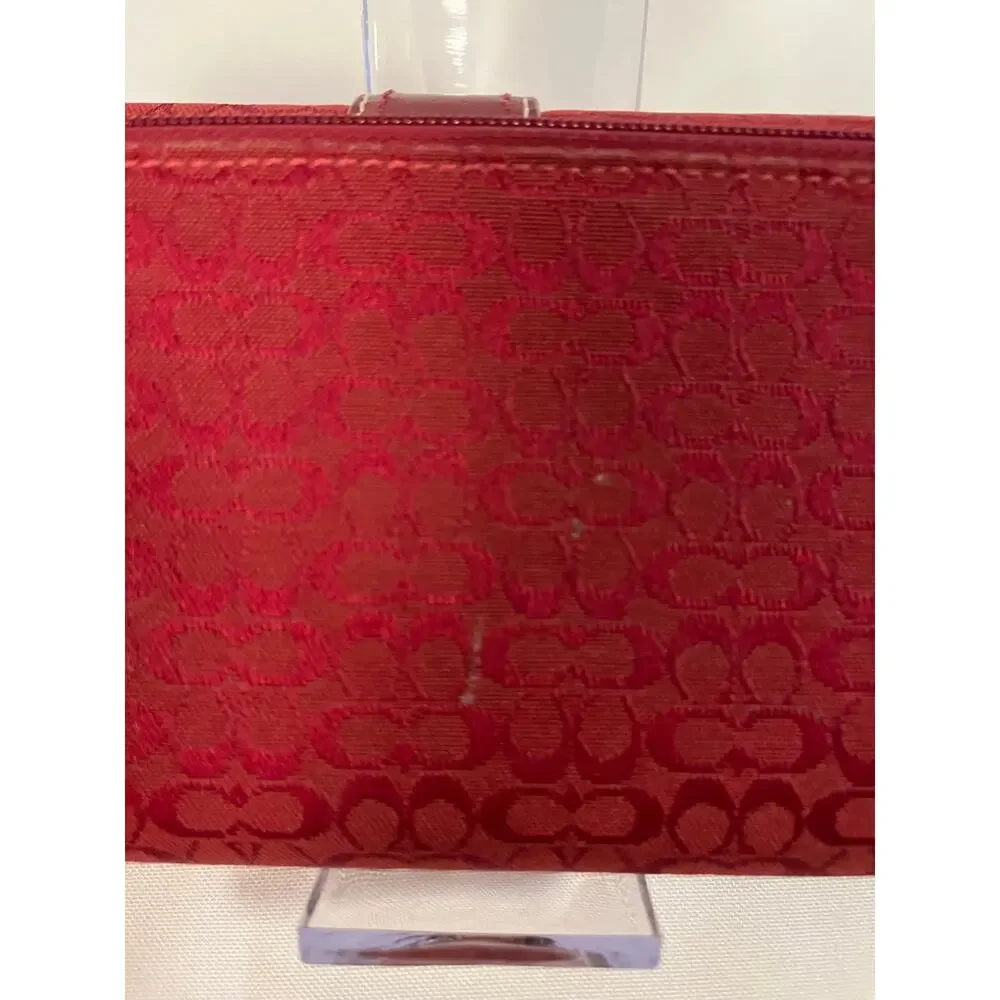 Vintage Y2K Coach Soho Wallet + Checkbook Red Leather & Jacquard
